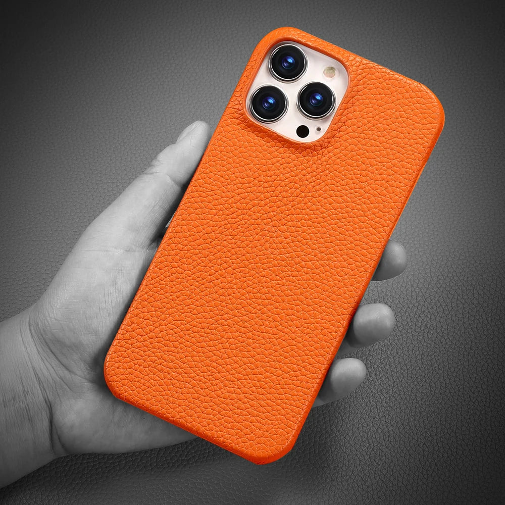 Luxury Genuine Cowhide Leather Phone Case for iPhone 15 13 14 Pro Max 15 Plus 15Pro 14Pro 11 12 Pro Max Shockproof Back Cover