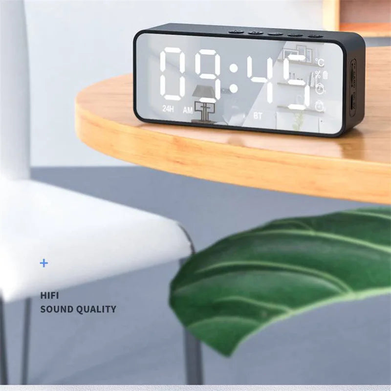 G50 Wireless Bluetooth Speaker with FM Mini Card Mirror Alarm Clock Audio Stall Receiving Support TF Card Desktop Speaker Clock