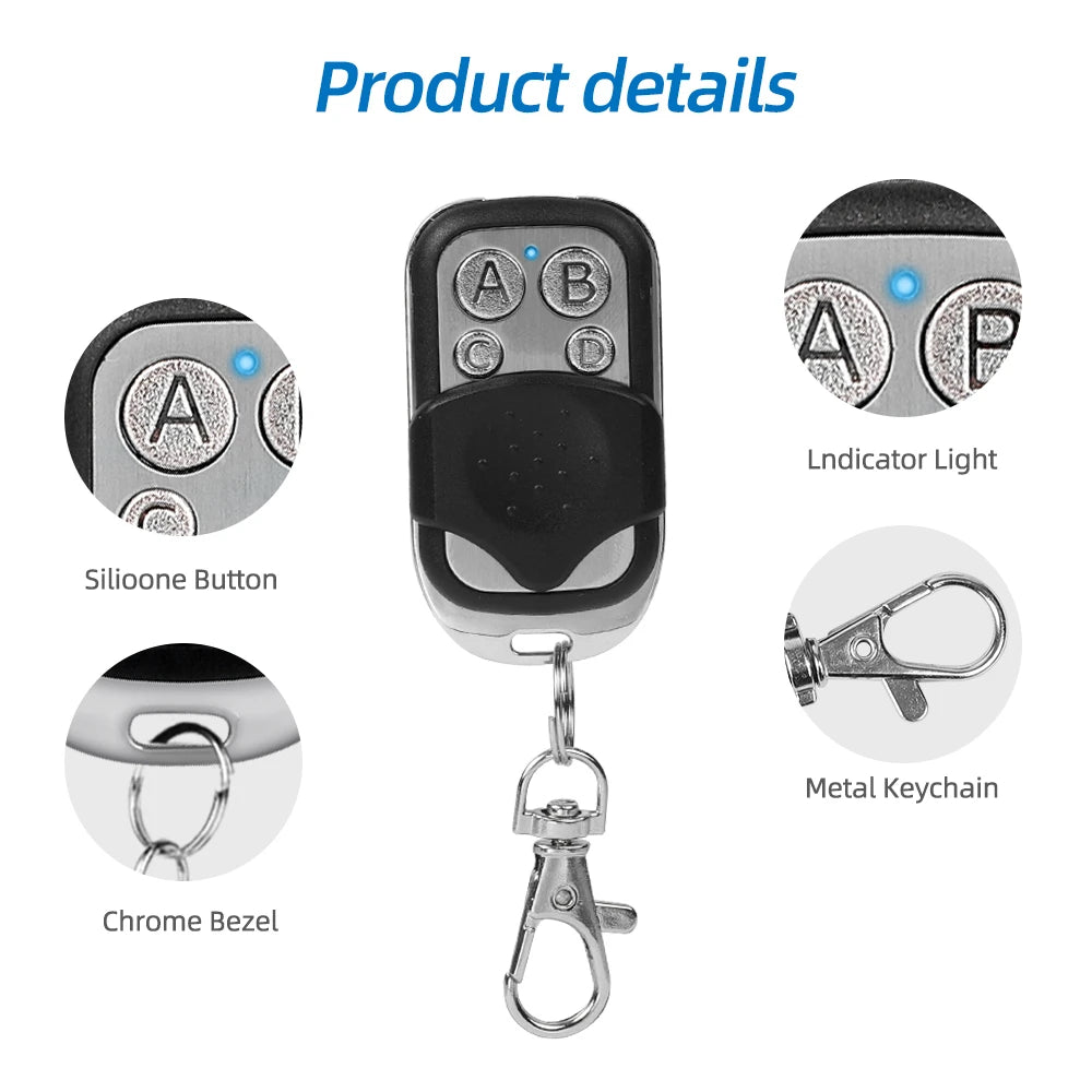 433MHz Copy Remote Control 4 Buttons Electronic Gate Control Universal Garage Door Remote Car Key Duplicator Smart Home