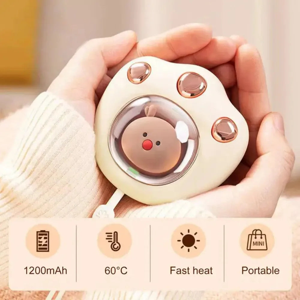 Mini Cat's Claw Hand Warmer Rechargeable Electric Heater 2 Temperatures Portable Cute Pockets Winter for Student Work USB Charge