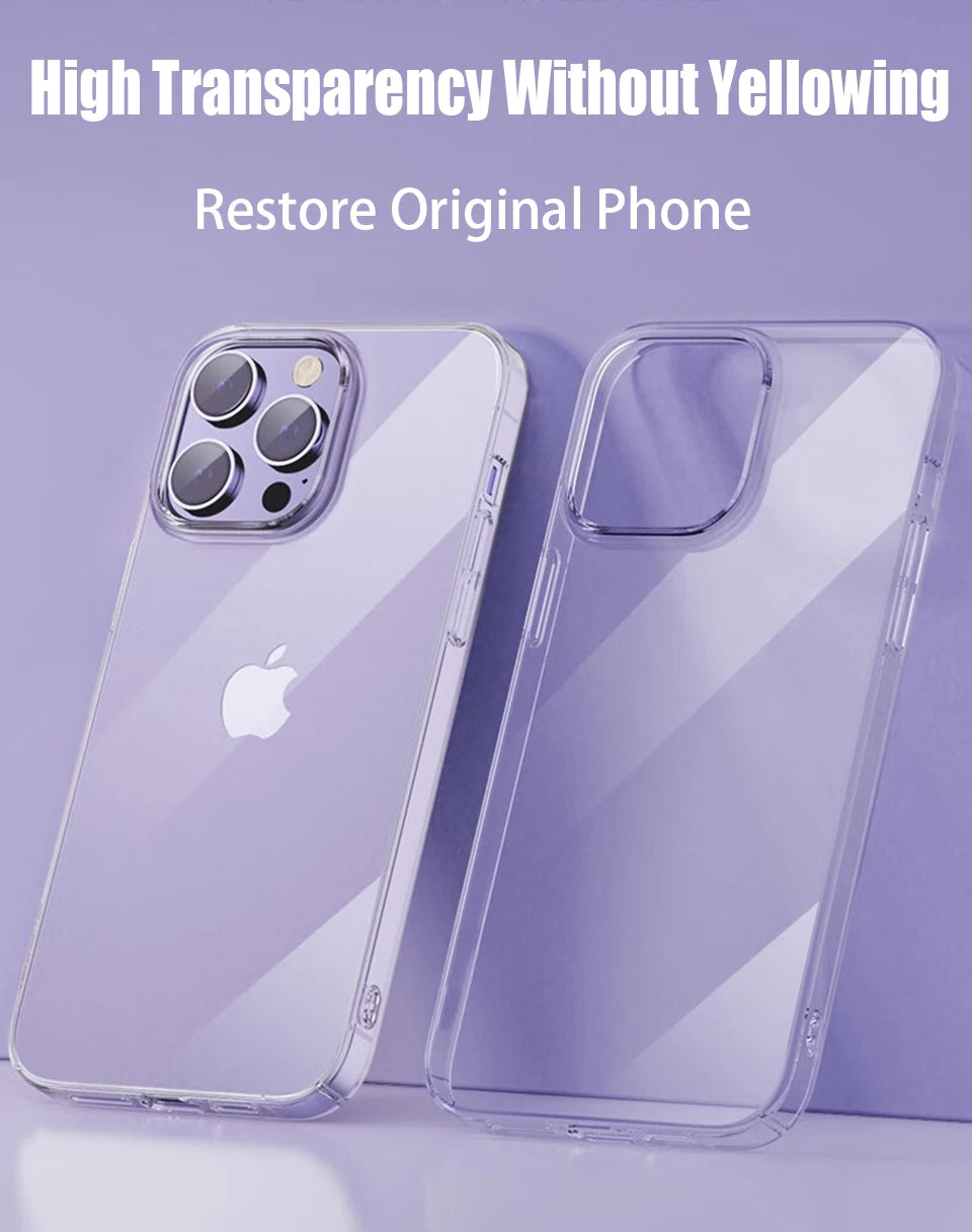 Ultra Thin Clear Phone Case for iPhone 16 15 14 13 12 11 Pro Max Mini X XR XS 7 8 Plus Soft TPU Silicone Transparent Back Cover