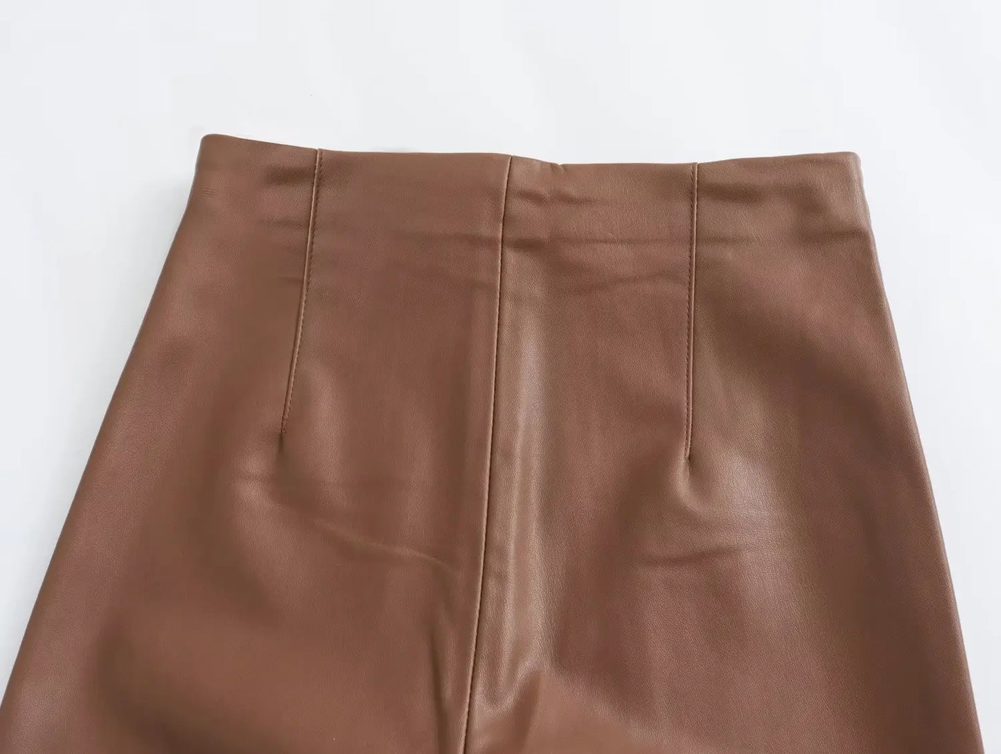 TRAFZA 2024 Women Stylish Stretch Pants Streetwear Solid High Waist Ladies PU Faux Leather Pencil Trousers Full Length Bottoms