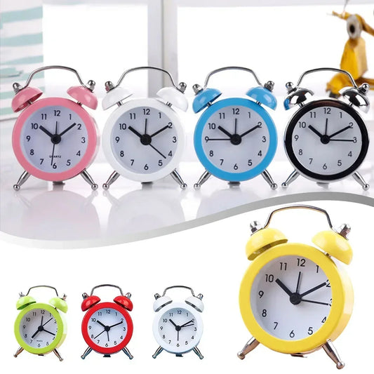 Classic Double Bell Alarm Clock Quartz Movement Bedside Nighttime Analog Clock 7*5*1.8cm Double-bell Alarm Clock