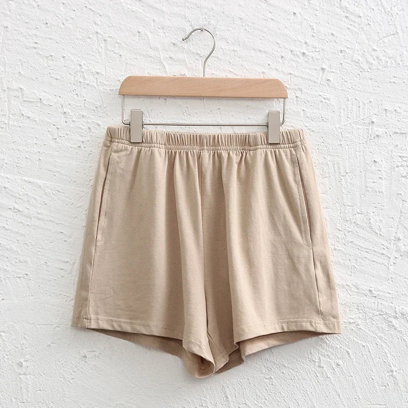 Casual Loose 95% Cotton Shorts Knitted Women High-wasit Soft Streetwear Sport Running Basic Summer Short With Pockect Mujer