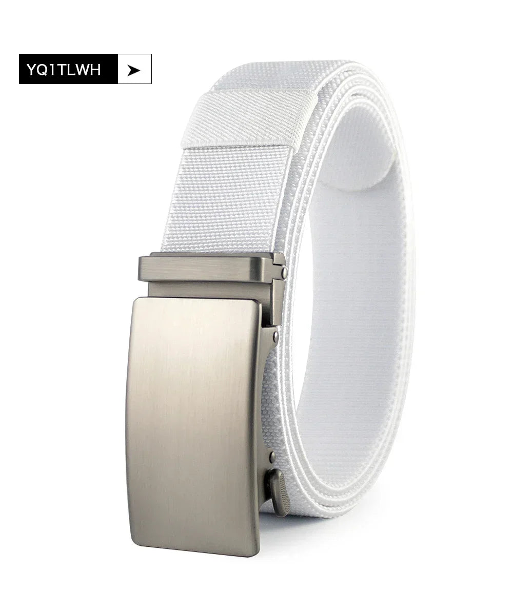 New Golf Sports Elastic Belt Tactical Belt Metal Automatic Buckle Tough Stretch Nylon Men Military Belt 115-150CM Big Size Belts