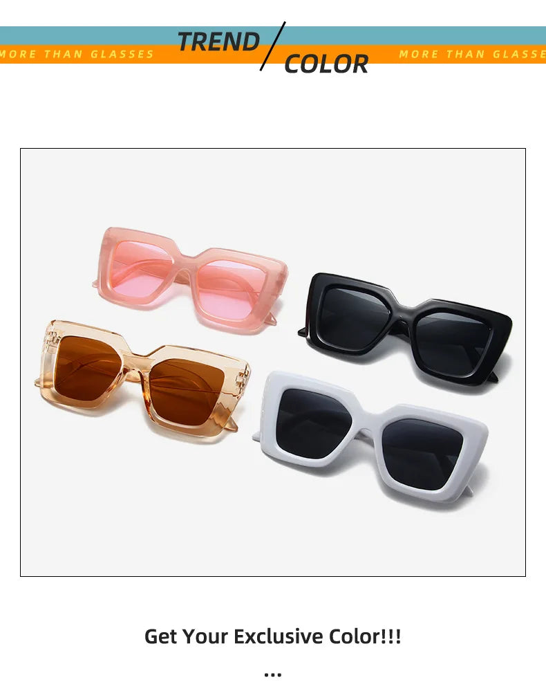 New Vintage Sunglasses Women Men Square Big Frame Sun Glasses Female Brand Designer Retro Shades Fashion Cat Eye Oculos De Sol ﻿