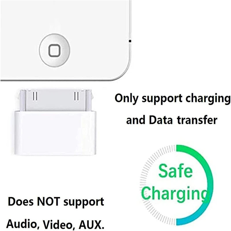 Lightning To 30Pin Adapter Female Charging Sync Converter for IPhone 4 4S IPad 2 3 IPod Touch 8Pin Male To 30 Pin Charger Cable