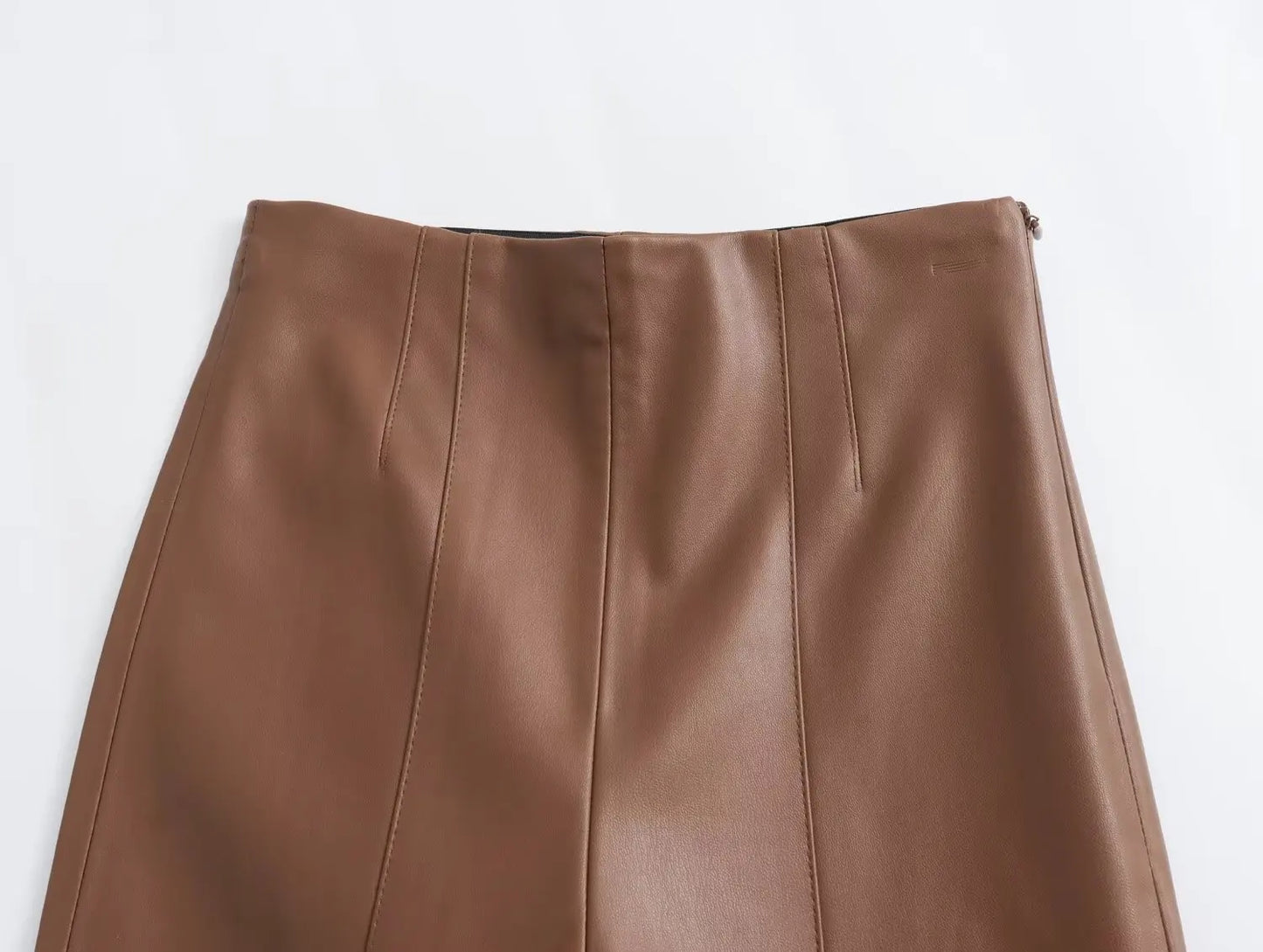 TRAFZA 2024 Women Stylish Stretch Pants Streetwear Solid High Waist Ladies PU Faux Leather Pencil Trousers Full Length Bottoms