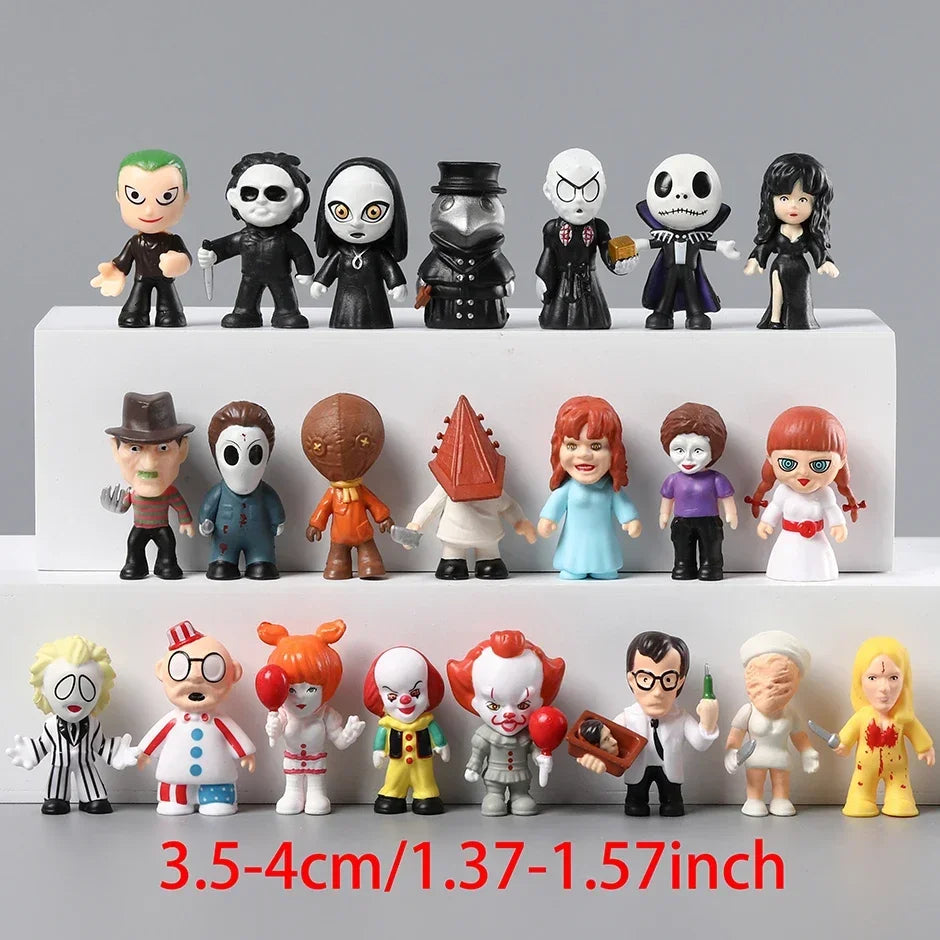 24pcs/set Horror Movie Character Collectible Figures Model Toys Q Version Dolls