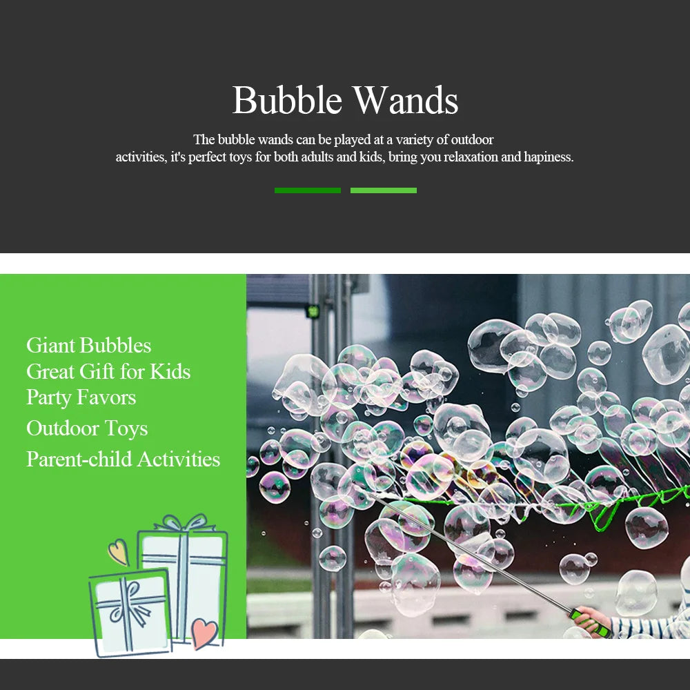 Big Size Adjustable Outdoor Bubble Wand Long Huge Bubbles Machine Gun Bar Sticks Without Water Shape For Kids Soap Bubble Toys