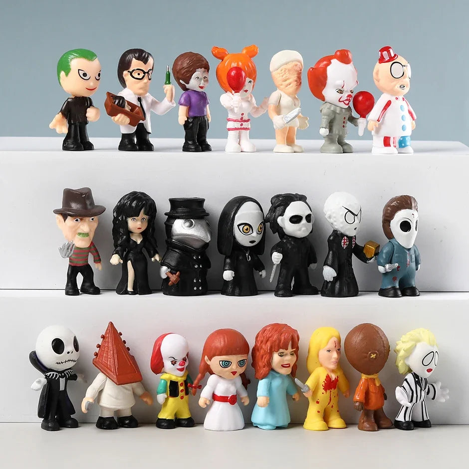 24pcs/set Horror Movie Character Collectible Figures Model Toys Q Version Dolls