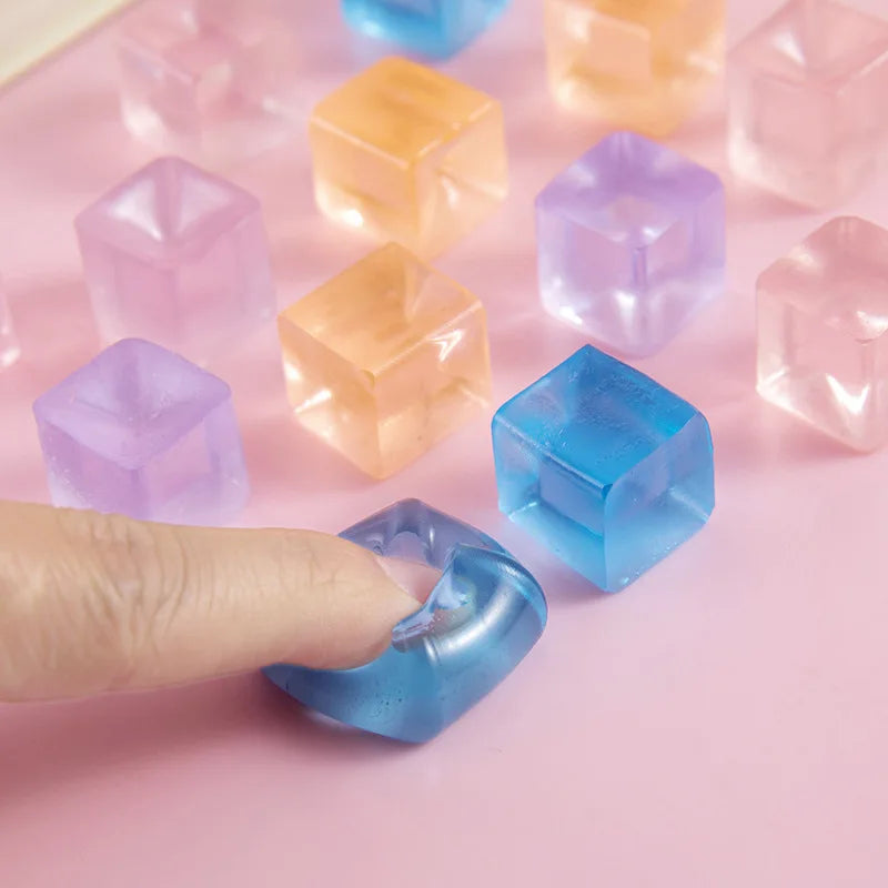 Squishy Ice Cube Fidget Toy Square Shape Squishy Stress Ball Squeeze Toys Stress Relief Sensory Toy For Kids Adults Gift