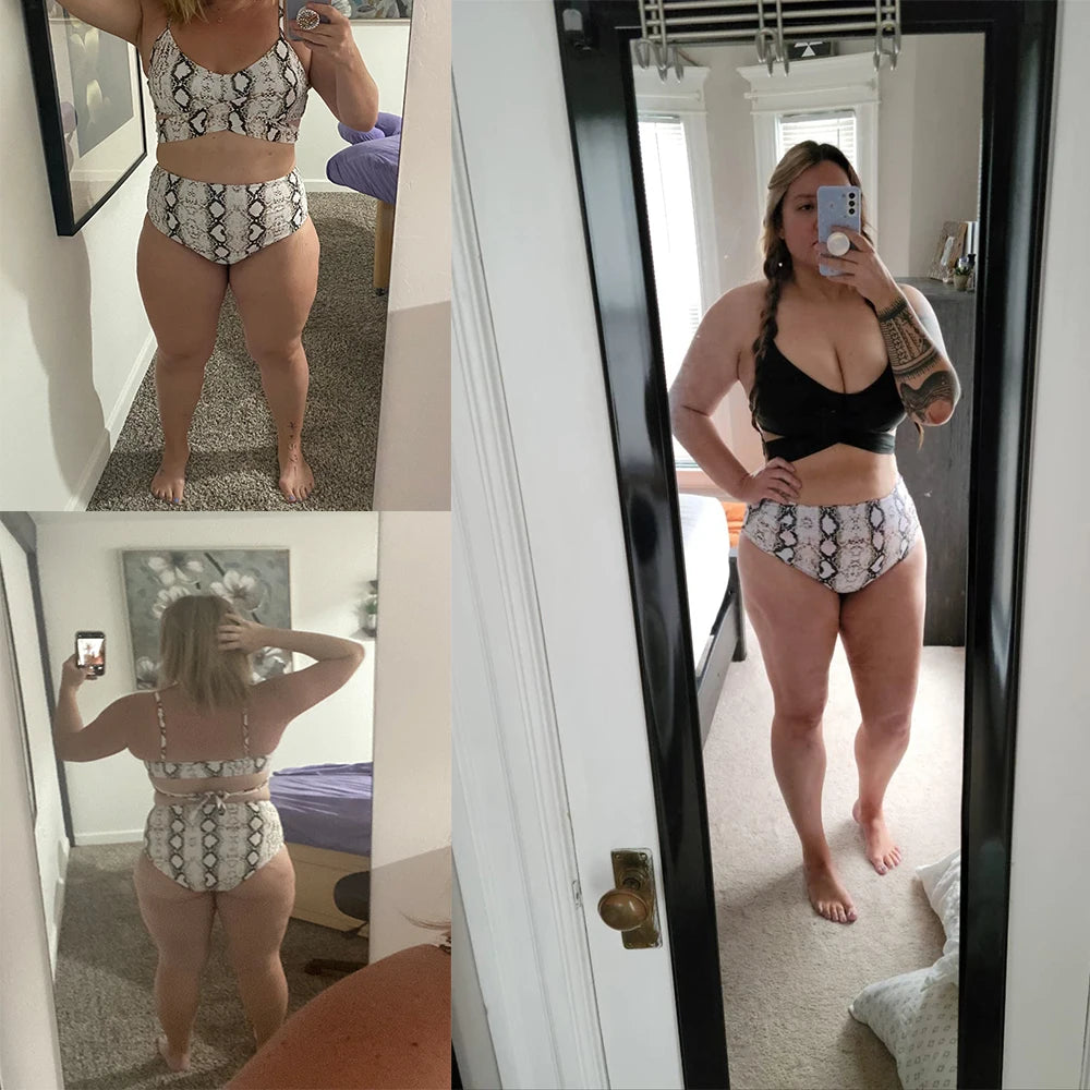 High Waist  Sexy Bikini Set 2024  Biquini Swimwear Women Two Pieces Swimsuit Floral Beachwear V-Neck Bathing Suits Female