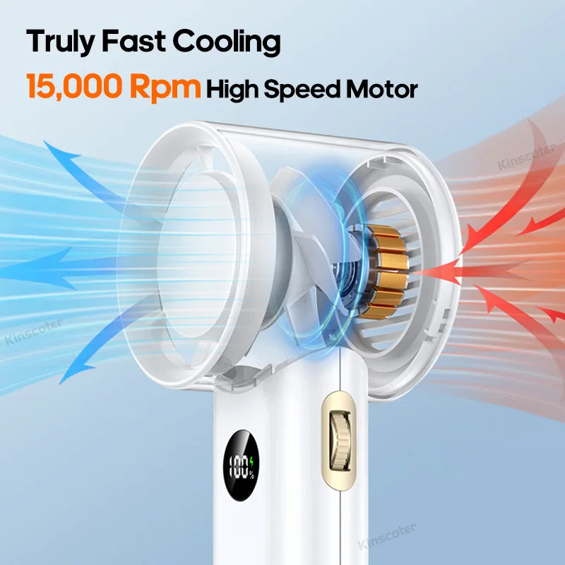 New Digital Handheld Fan High Speed Wind 100 Speeds Cooler Fan Ventilator Turbo Fan Air Circulator Handfan