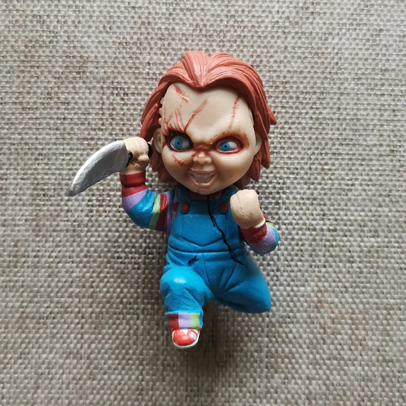 Original MIni Chucky Anime Cartoon Horror Bride Figure Keychain Pendant Collect Movie Film Model Toy Halloween Gift for Adult