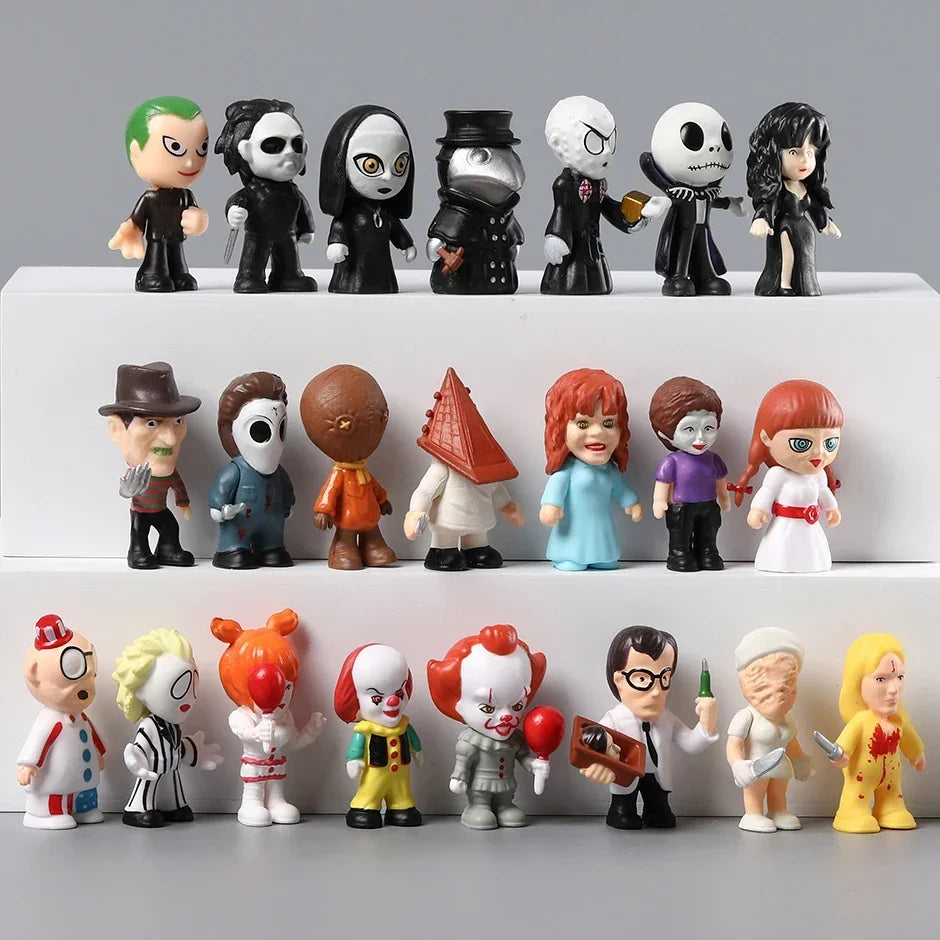 24pcs/set Horror Movie Character Collectible Figures Model Toys Q Version Dolls