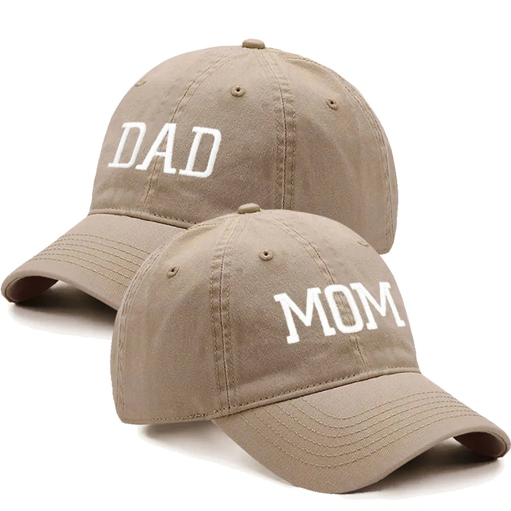 DAD MOM Embroidery Pure Cotton Baseball Cap Fashion Women Men Hat Sport Visors Snapback Cap Sun Hat Breathable Outdoor Caps
