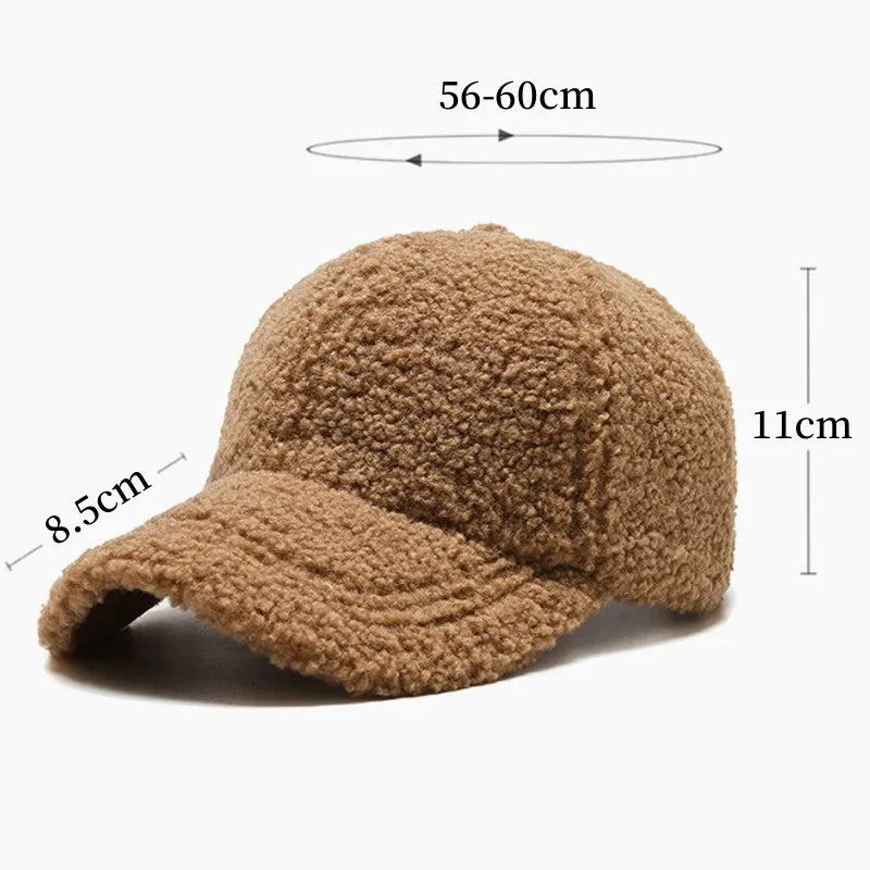 New Winter Women Baseball Cap Men Artificial Lamb Wool Duck Tongue Hats Plush Thickened Warm Fashion Solid Velvet Sunshade Hat
