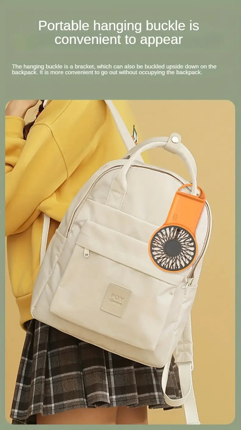 Portable Mini Fan With Carabiner,USB Rechargeable Silent Foldable Table Fan, Handheld Pocket Fan For Home Office Travel