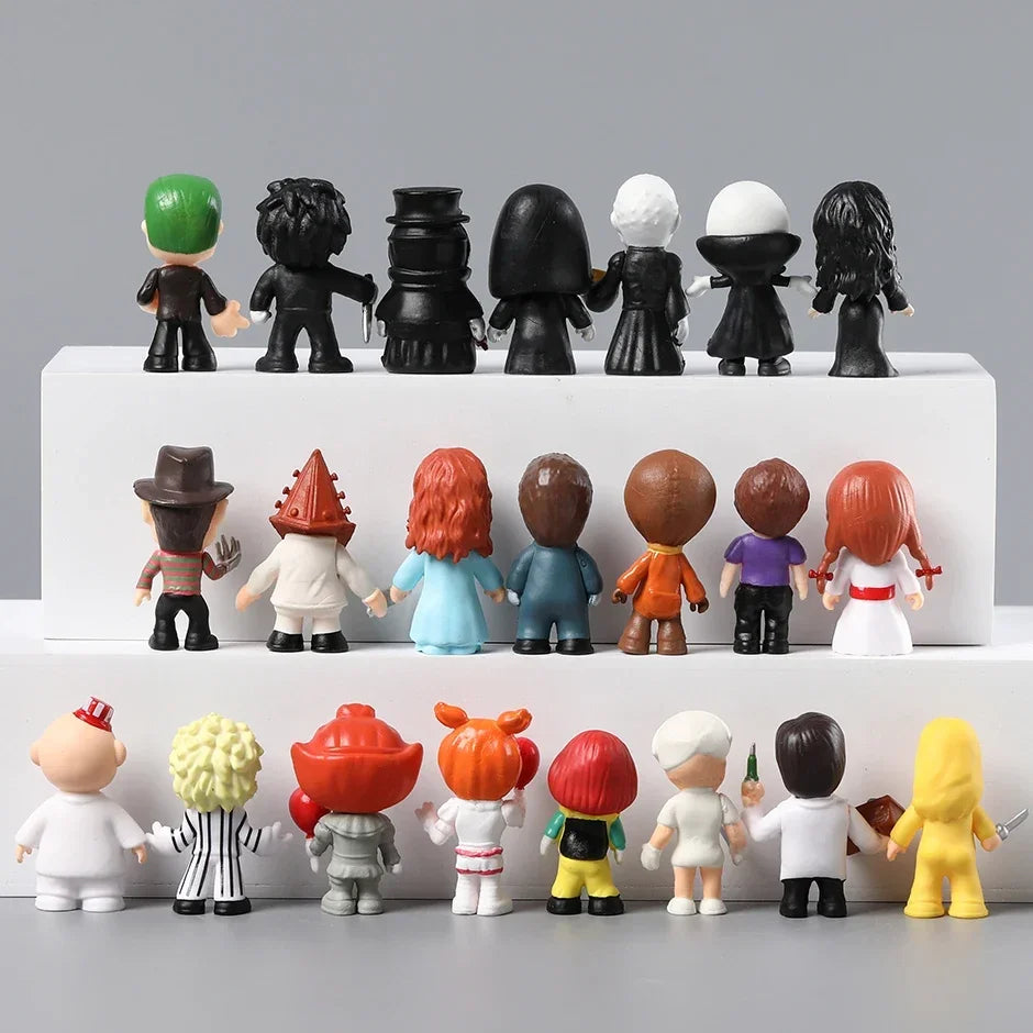 24pcs/set Horror Movie Character Collectible Figures Model Toys Q Version Dolls