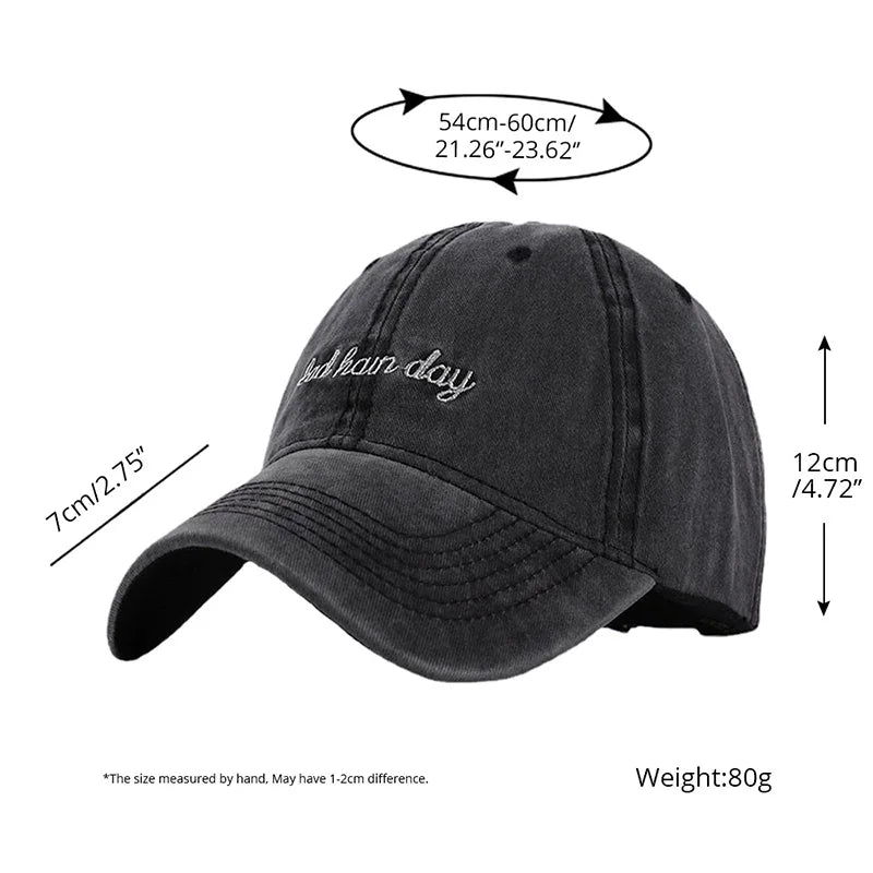 2024 New Bad Hair Day Washed Black Baseball Cap female male Snapback Hat Man Vintage Dad Hats for Men Women Gorras Hombre