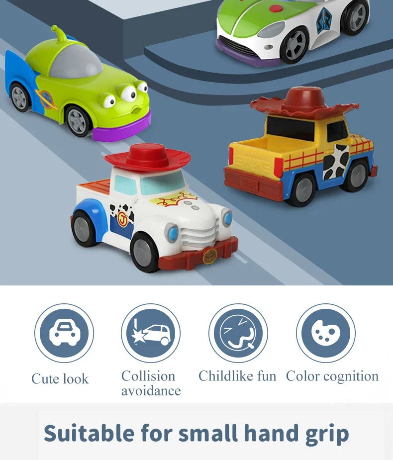 Disney Toy Story Buzz Lightyear Woody Jessie Rex Alien Cartoon Model Inertial Pull-back Free Wheel Car Toys Collection Kids Gift