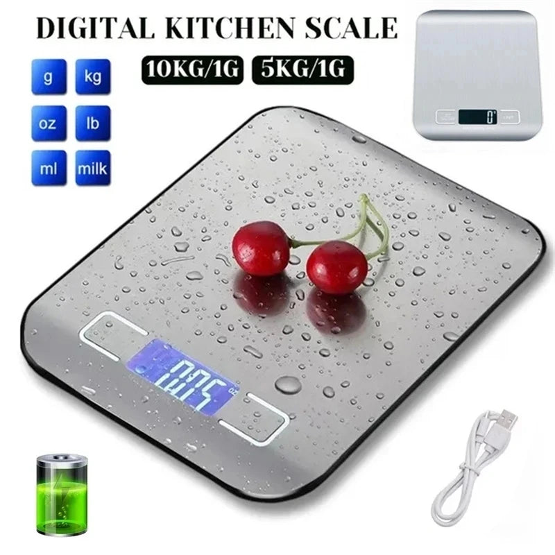 Kitchen Scale Stainless Steel Weighing Food Diet Balance Measuring LCD Precision Electronic Scales Baking Measuring Tools