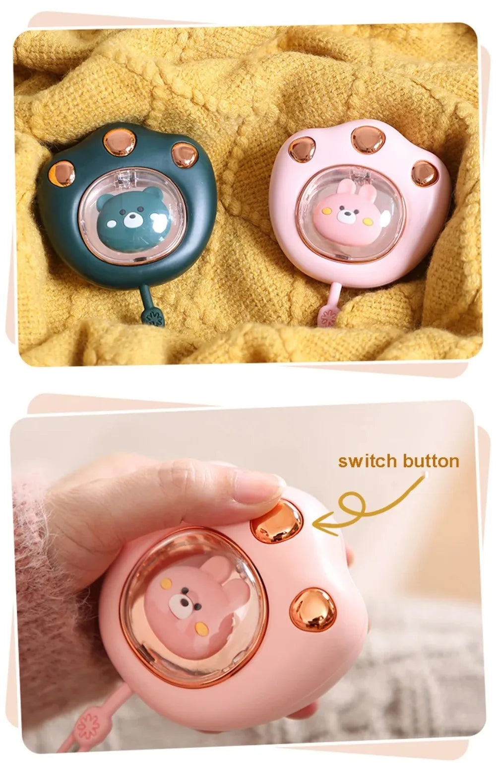 Mini Cat's Claw Hand Warmer Rechargeable Electric Heater 2 Temperatures Portable Cute Pockets Winter for Student Work USB Charge