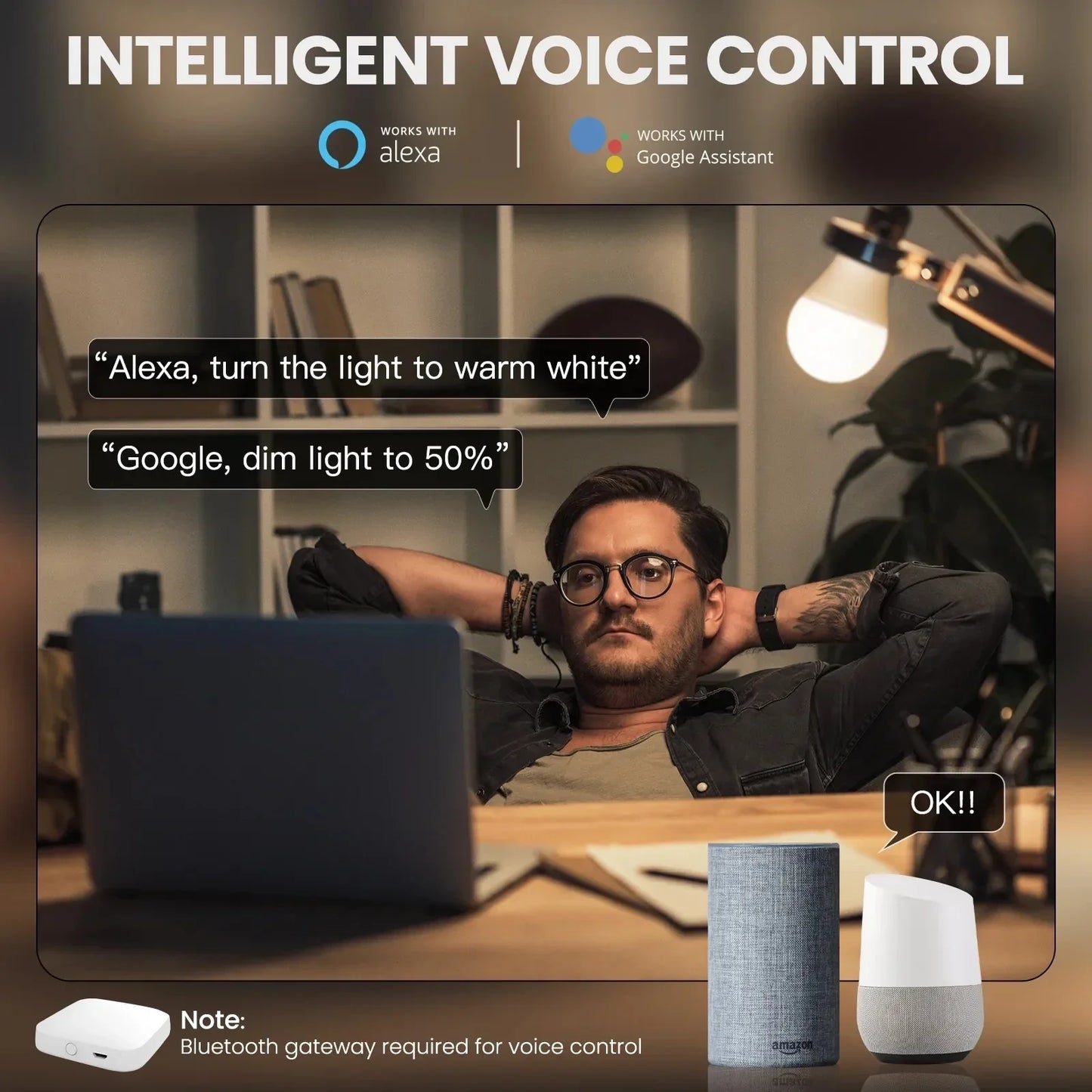 TNCE Tuya E27 Bulb WIFI Zigbee Bluetooth, Dimmable Light LED lamps 2700-6500k RGB, Smart Life APP, Voice with Alexa Google Home
