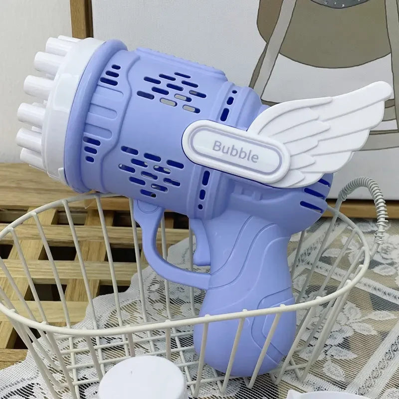 Bubble Gun Kids Toys Rocket 32 Holes Soap Bubbles Machine Gun Shape Automatic Blower With Light Outdoor Toy Gifts Party
