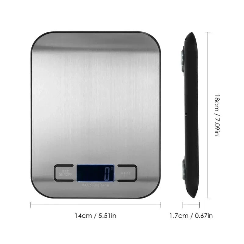 Kitchen Scale Stainless Steel Weighing Food Diet Balance Measuring LCD Precision Electronic Scales Baking Measuring Tools