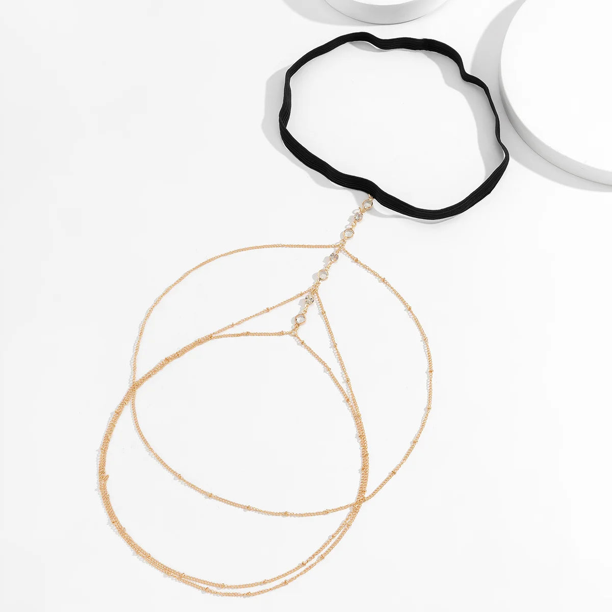 IngeSight.Z Sexy Multilayer Tassel Imitation Pearl Clip Bead Leg Chain Women Simple Adjustable Elastic Thigh Chain Body Jewelry