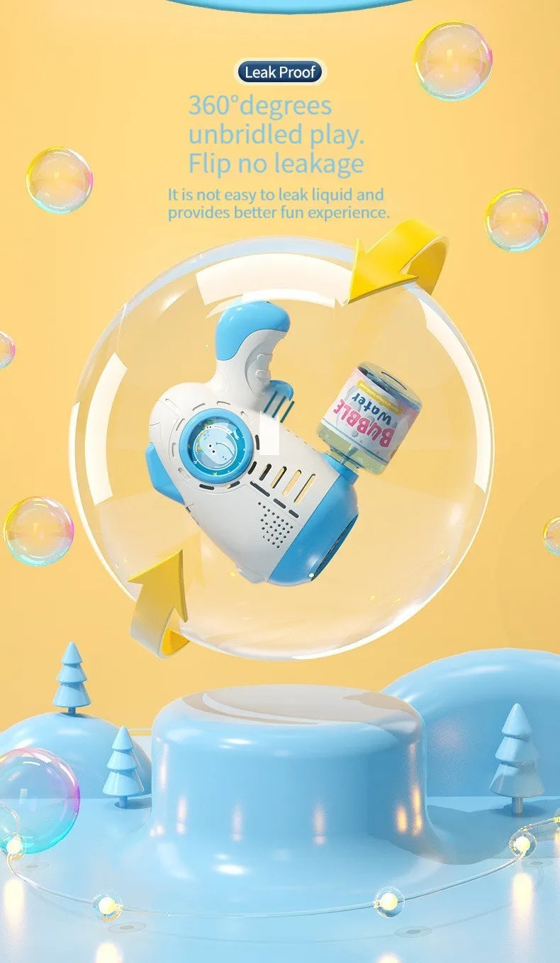 69Holes Rocket Bubble Gun ，Automatic Bubbles Machine Gun Launcher Shape Blower Soap Toys For Kid Bubble Machine Party Supplies