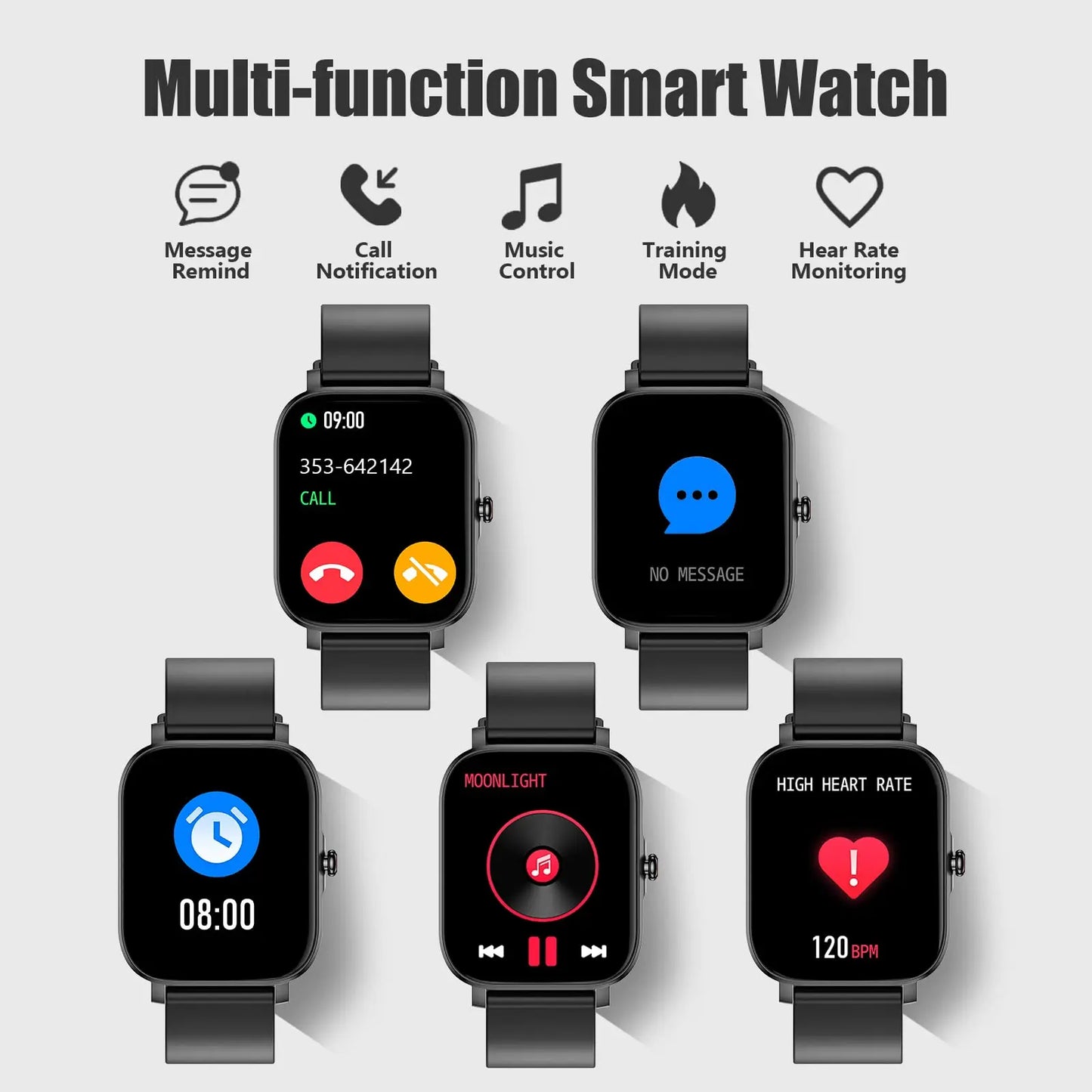 Bluetooth Call Smart Watch for Men Women, 2.01'' HD Touch Screen Activity Trackers with Sleep Monitor/ SMS Alert/ Remote Camera