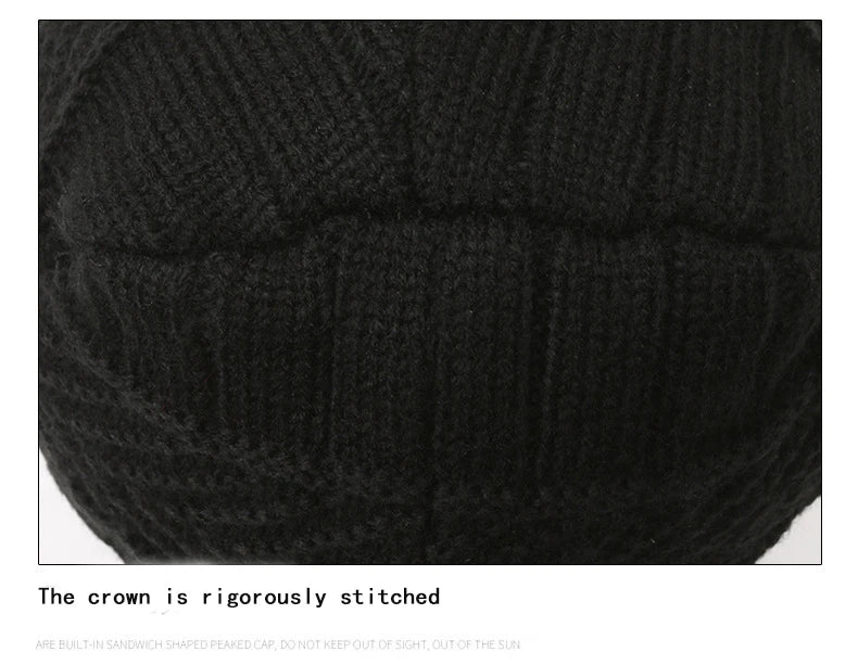 Men's Windproof Hat Outdoor Travel Leisure Winter Scarf Gloves Three-Piece Neck One Plus Cashmere Warm Winter Knitted Hat