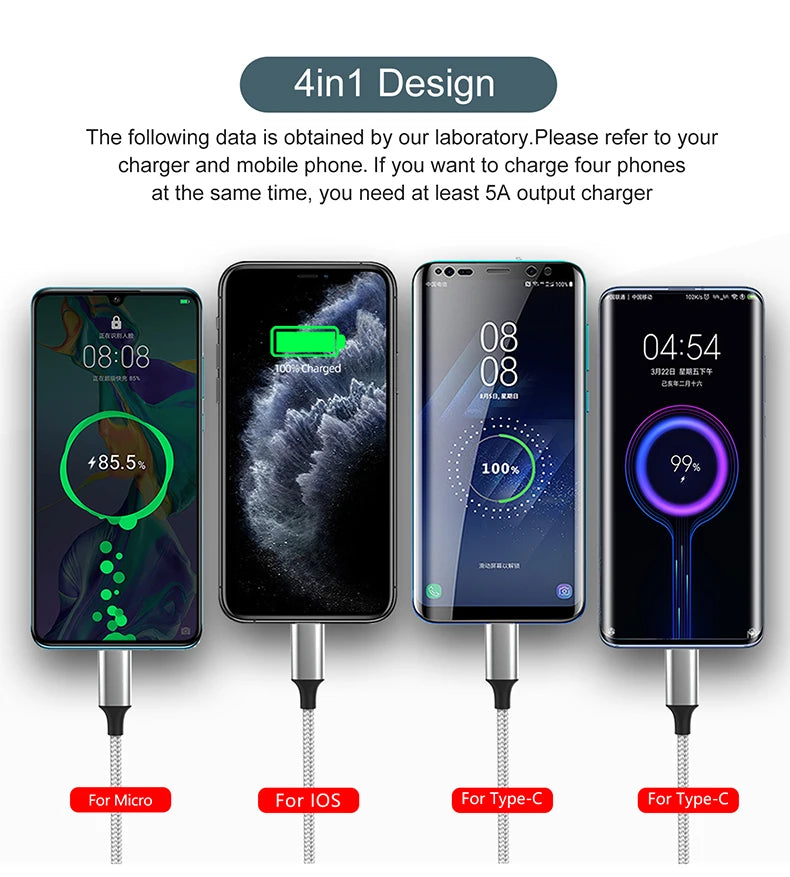 Multi Charger Cable 4 In 1 OTG Data Cable USB Fast Charge To Android Iphone Type C Charger for Iphone Huawei Android Phones