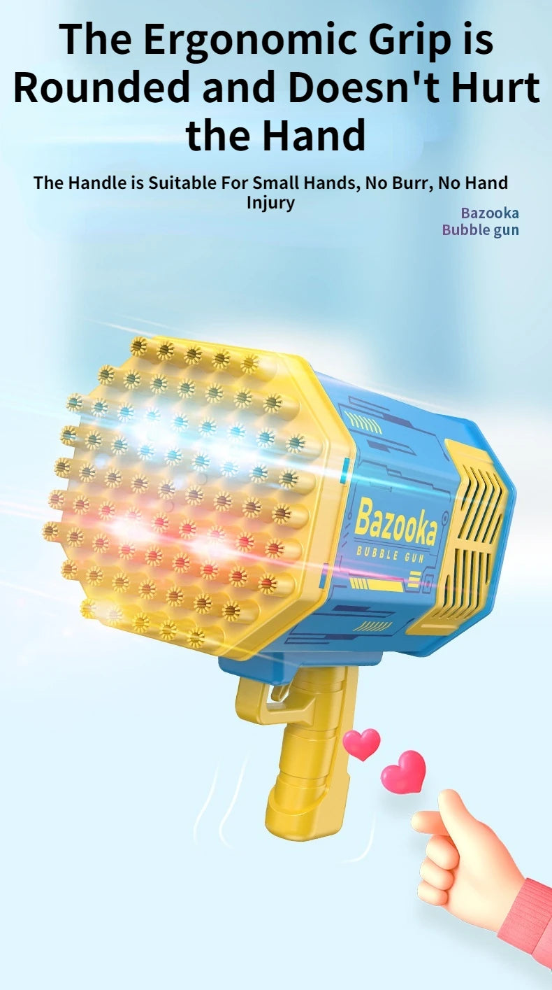 69Holes Rocket Bubble Gun ，Automatic Bubbles Machine Gun Launcher Shape Blower Soap Toys For Kid Bubble Machine Party Supplies