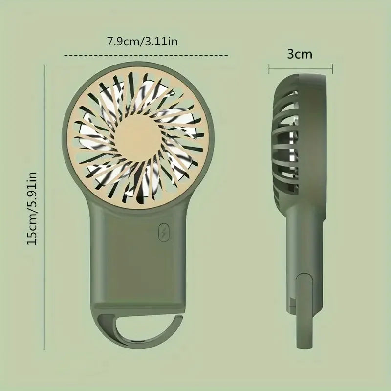 Portable Mini Fan With Carabiner,USB Rechargeable Silent Foldable Table Fan, Handheld Pocket Fan For Home Office Travel