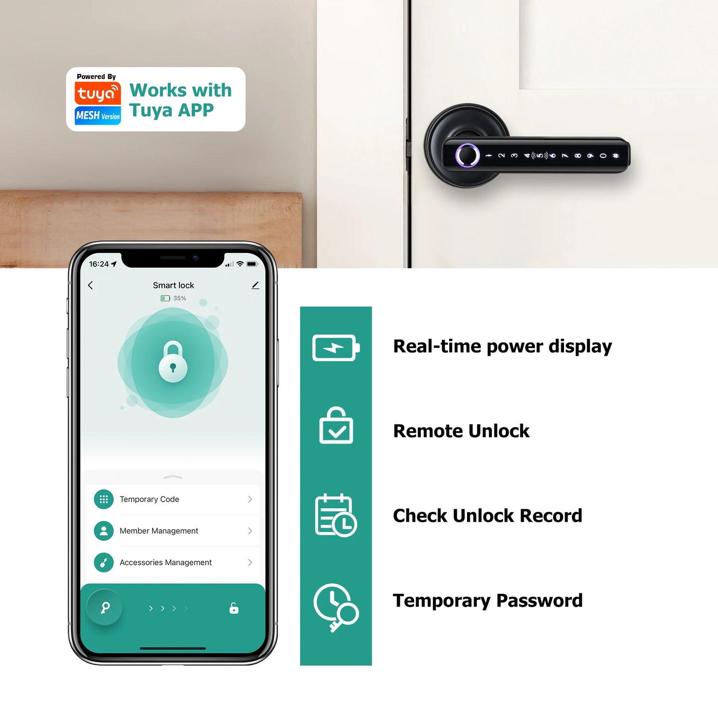smart home cerradura inteligente tuya smart door lock safe fingerprint locker keyless entry  digital  door lock home apartment