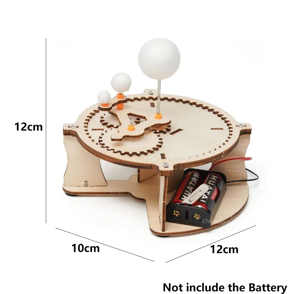 Wooden Sun Earth Moon Planet Solar System Model Kids Puzzle Mechanical Set DIY Science Toy Educational Scientific Experiment Kit