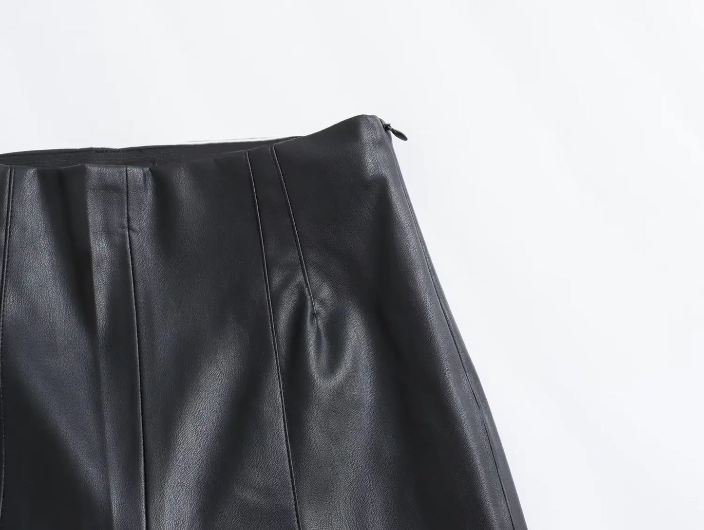 TRAFZA 2024 Women Stylish Stretch Pants Streetwear Solid High Waist Ladies PU Faux Leather Pencil Trousers Full Length Bottoms