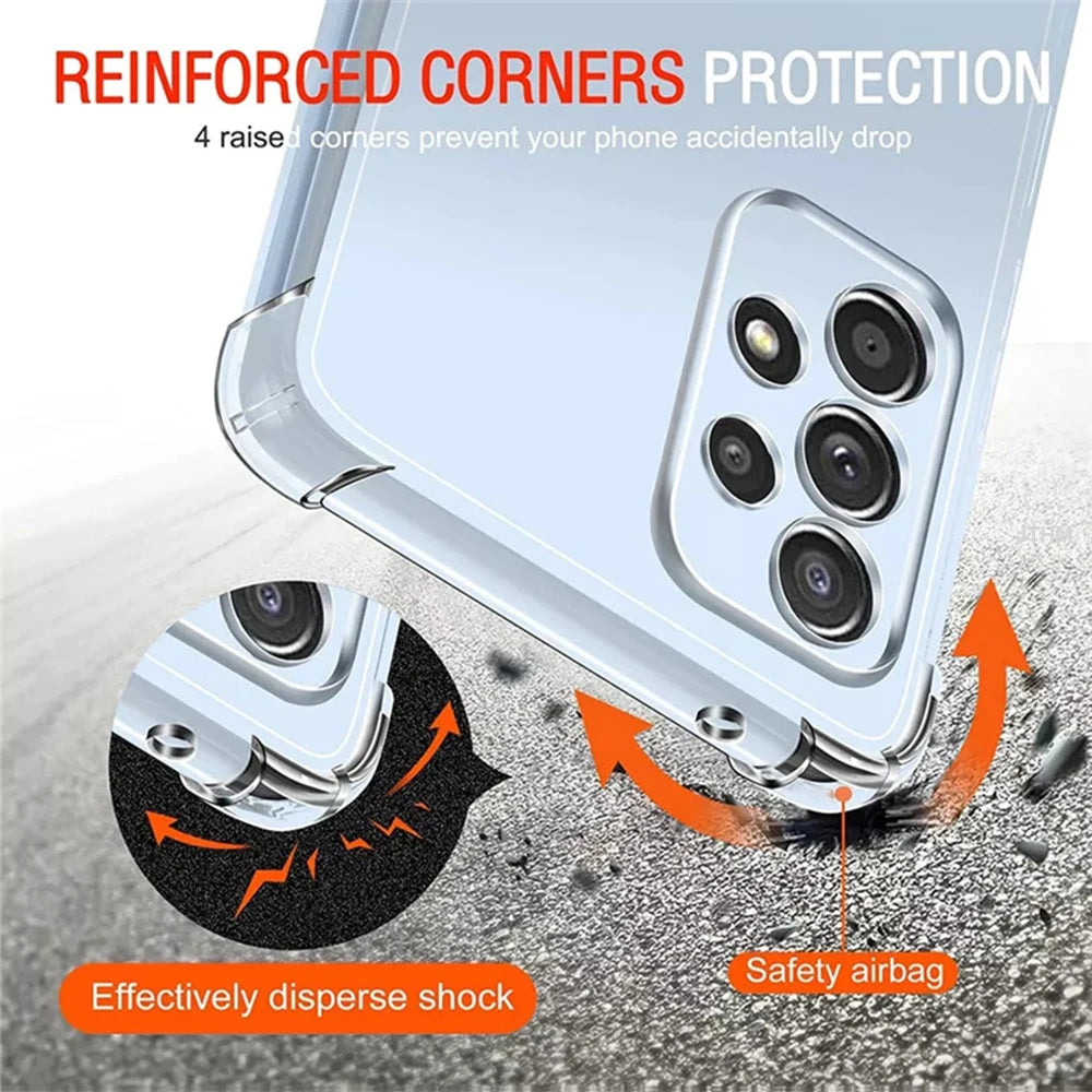 Luxury Clear Phone Case For Samsung Galaxy A52 Shockproof Case For Samsung A53 A54 Back Cover