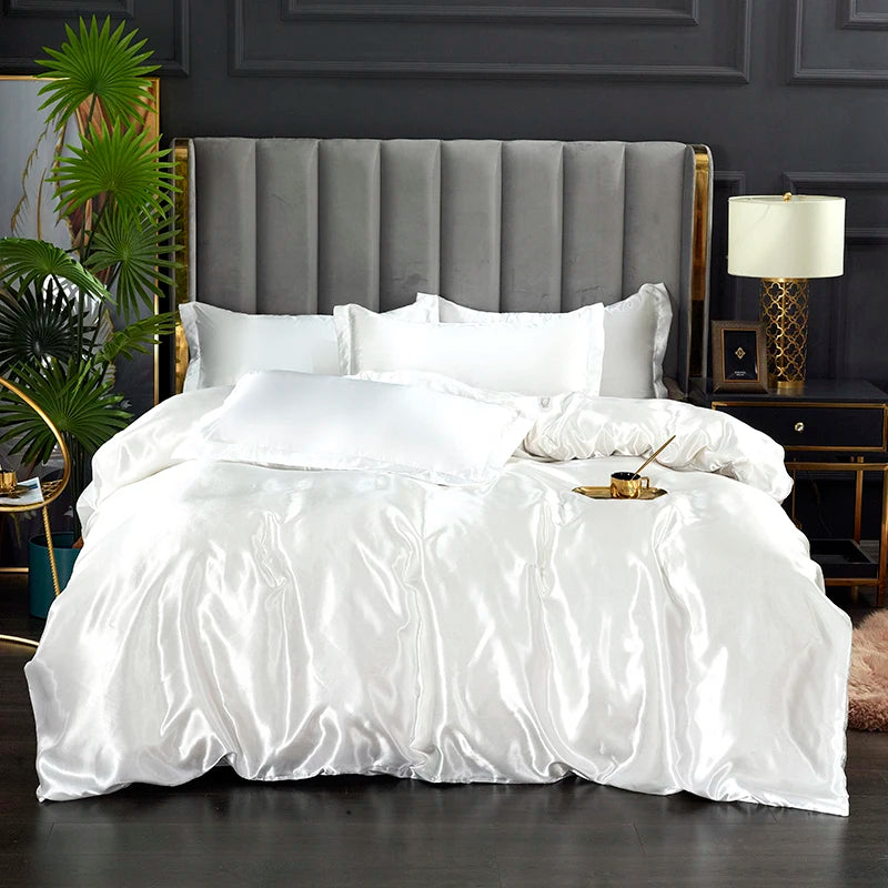 Silk Bedding Set with Duvet Cover Pink Bed Sheet Set with PillowCase 100% Pure Silk Bed Linen Set King Queen Full Twin Size