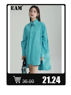 [EAM] Women Navy Blue Striped Irregular Elegant Blazer New Lapel Long Sleeve Jacket Fashion Tide Spring Autumn 2024 1DH5930