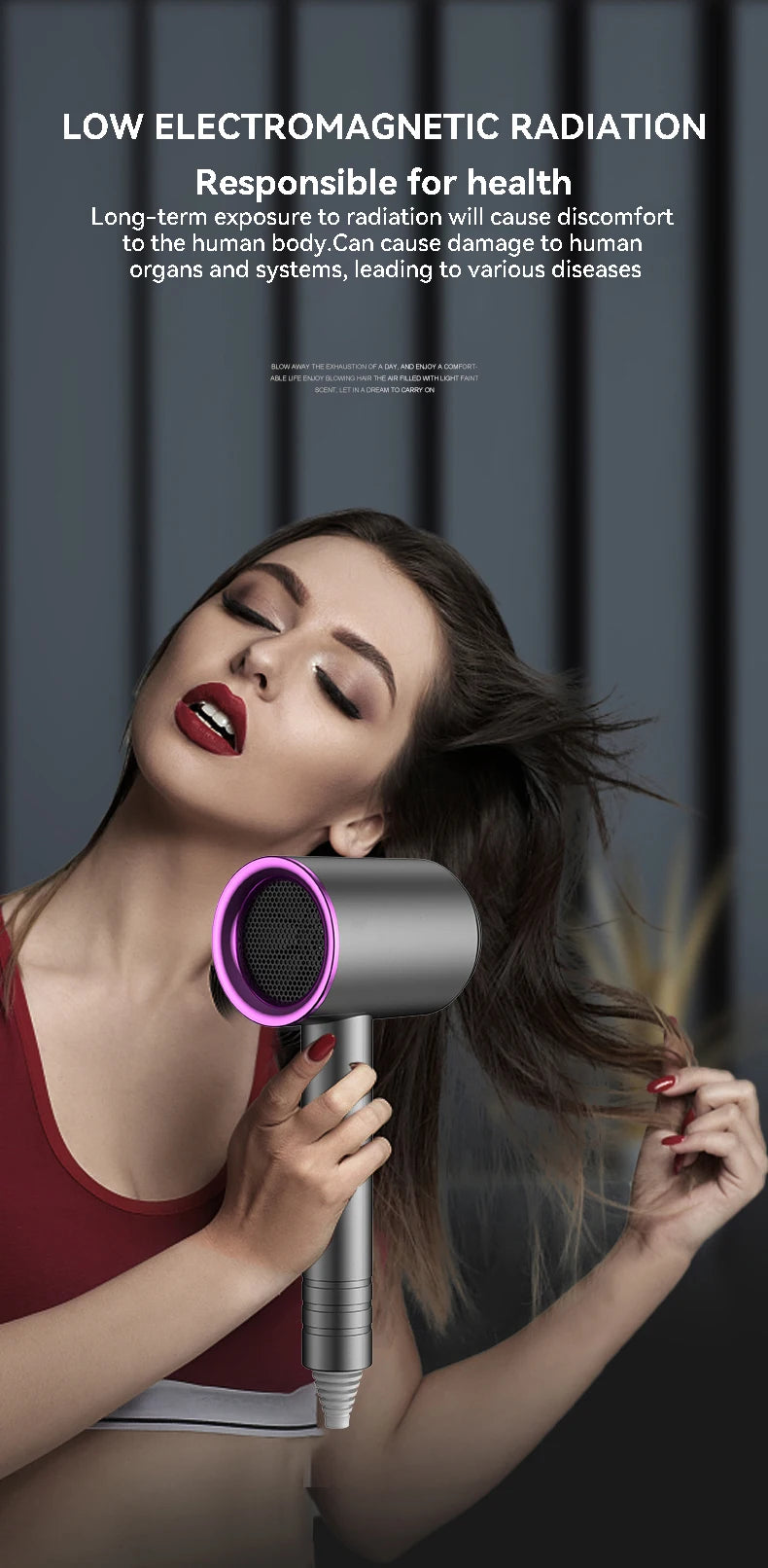Hair Dryer For Women Quick-Drying Low-Noise Electric Hairbrush Professional Blue Light Negative Ion Collagen Hair Care Dryer