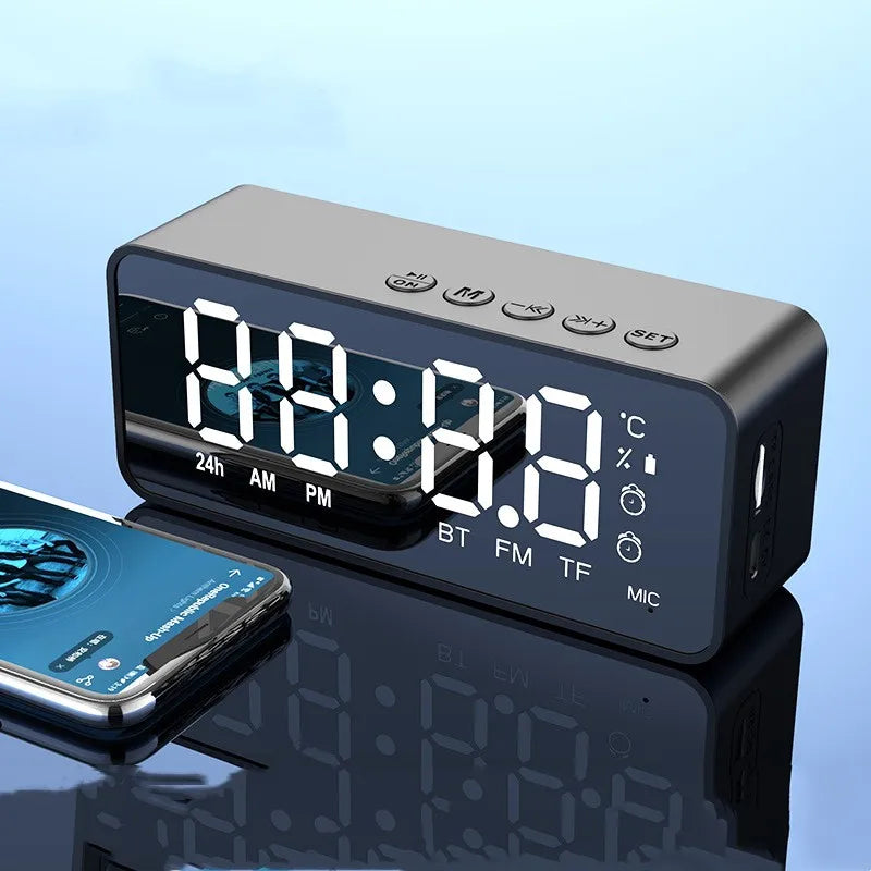 G50 Wireless Bluetooth Speaker with FM Mini Card Mirror Alarm Clock Audio Stall Receiving Support TF Card Desktop Speaker Clock