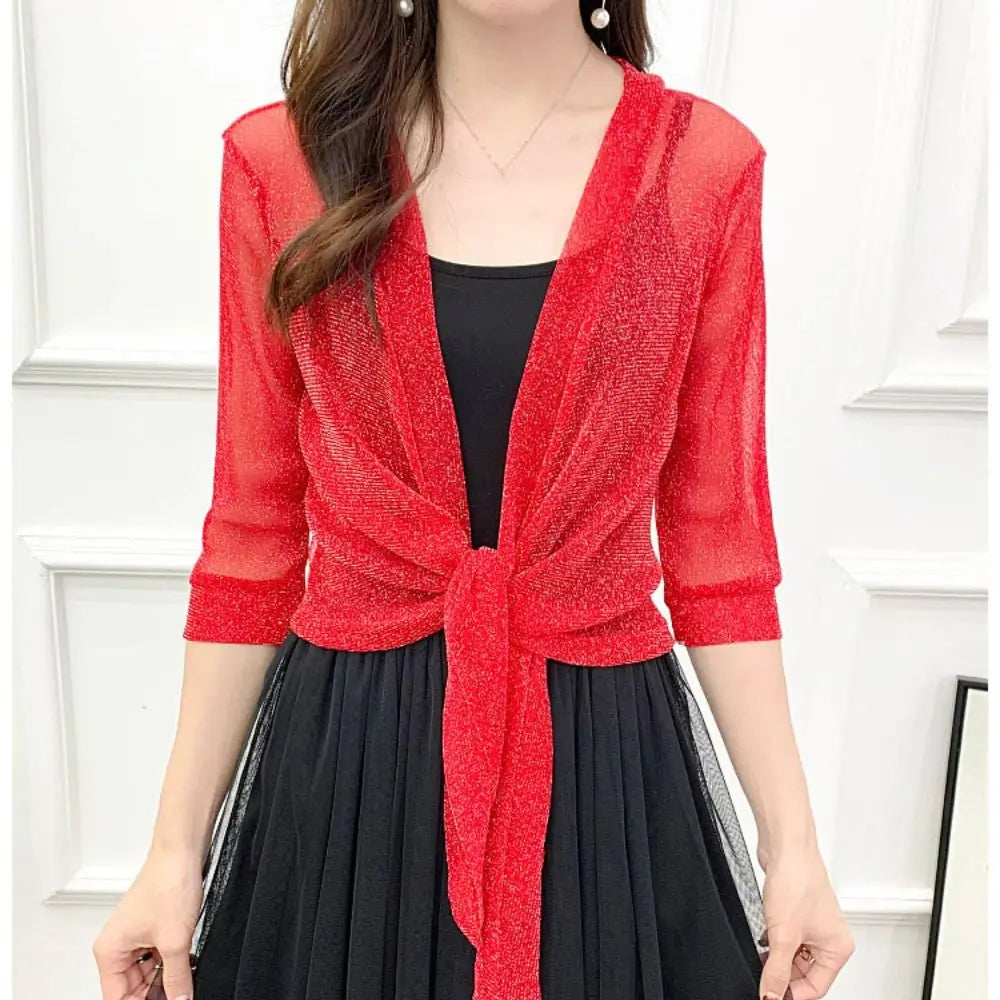 Polyester Women's Cardigan New One Size Tulle Sun Protection Clothing Mesh Shawl Summer