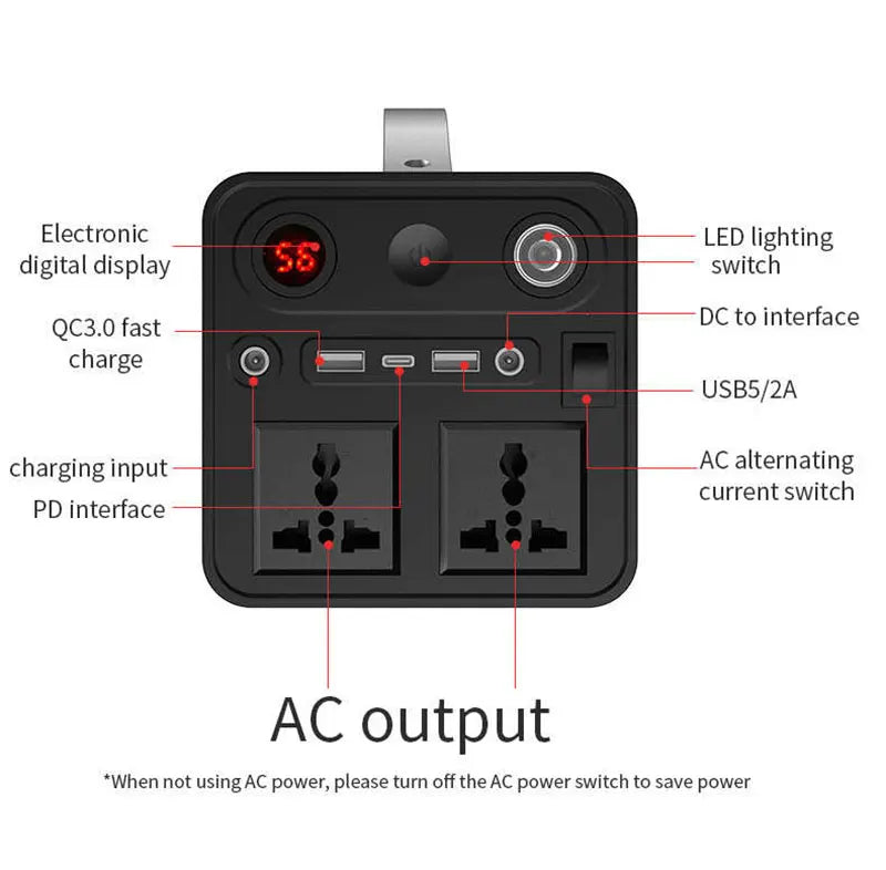 220V 300W Portable Power Station 90000mAh Powerful Emergency Power Supply Outdoor Camping External Spare Battery For Laptop