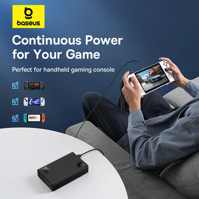 Baseus 140W Power Bank 24000mAh Fast Charging Portable Battery Charger 3 Output Ports for iPhone 16 Pro Max Notebook Tablet