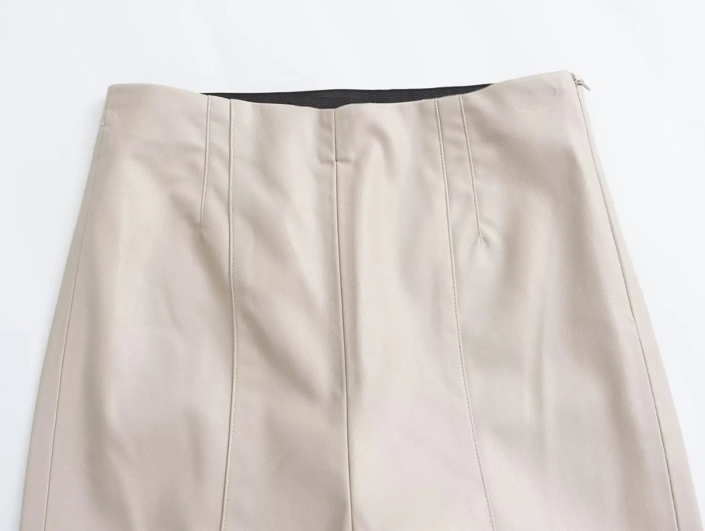 TRAFZA 2024 Women Stylish Stretch Pants Streetwear Solid High Waist Ladies PU Faux Leather Pencil Trousers Full Length Bottoms